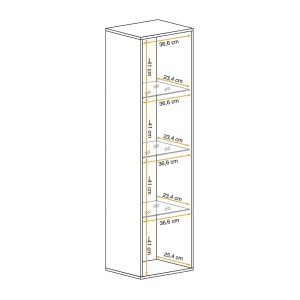 Vitrine partielle FLY chêne clair dimensions détaillées