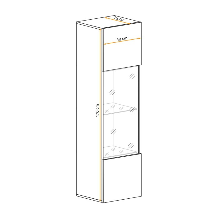 Vitrine partielle FLY chêne clair dimensions