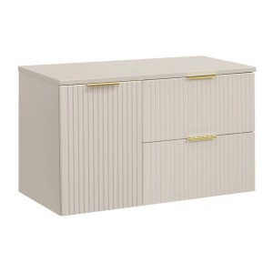 Ensemble de salle de bains NOXERA 100 cm – Marron congo – Plan vasque + 2 tiroirs + 1 porte panier linge