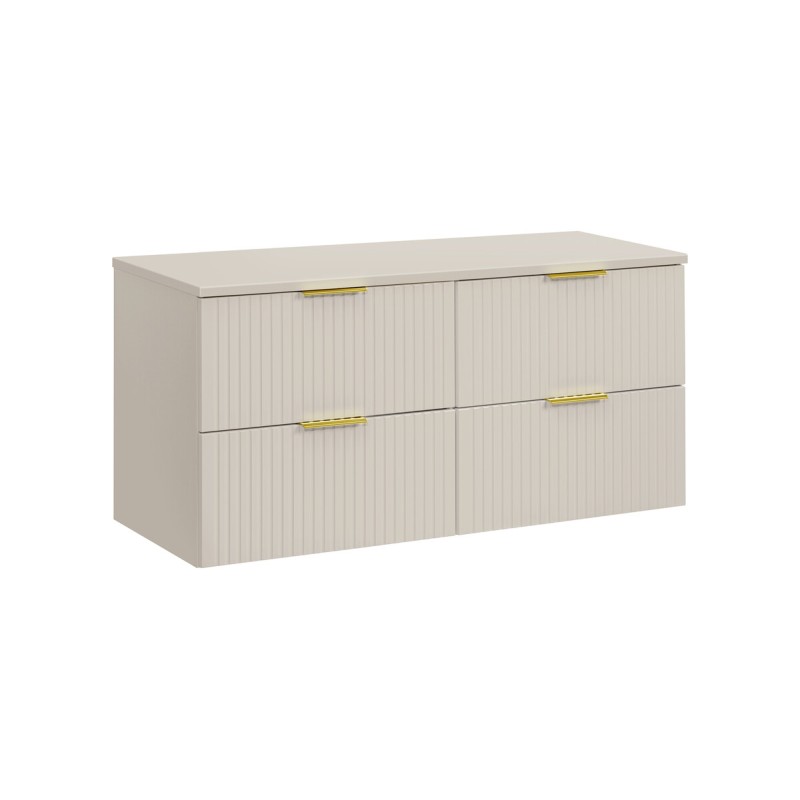Ensemble de salle de bains NOXERA 120 cm – Marron congo – Meuble 4 tiroirs + plan vasque
