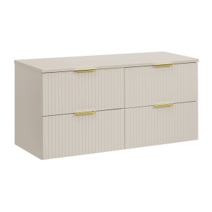 Ensemble de salle de bains NOXERA 120 cm – Marron congo – Meuble 4 tiroirs + plan vasque