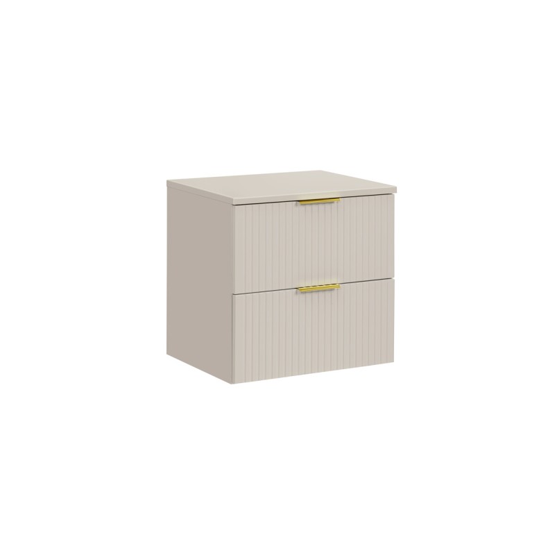 Ensemble de salle de bains NOXERA 60 cm – Marron congo – Plan vasque + vasque + 2 tiroirs