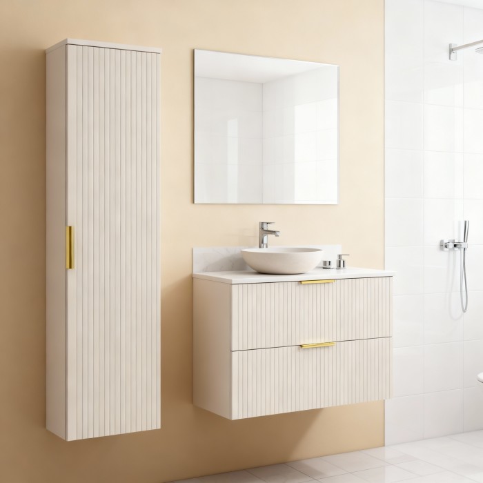 Ensemble de salle de bains NOXERA 60 cm Cashmere – Marron congo – Plan vasque + colonne