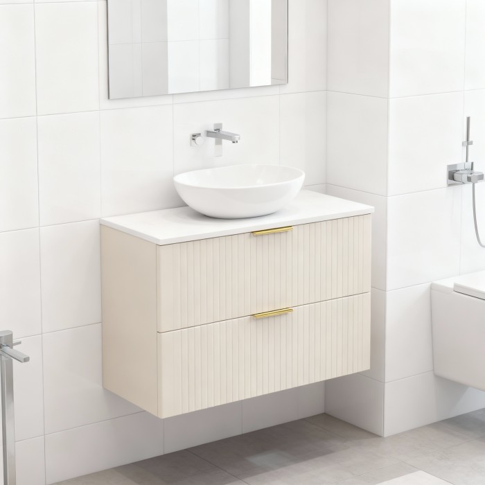 Ensemble de salle de bains NOXERA 80 cm Cashmere – Marron congo – Plan vasque