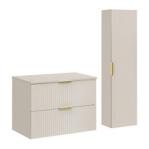 Ensemble de salle de bains NOXERA 80 cm – Marron congo – Plan vasque + colonne