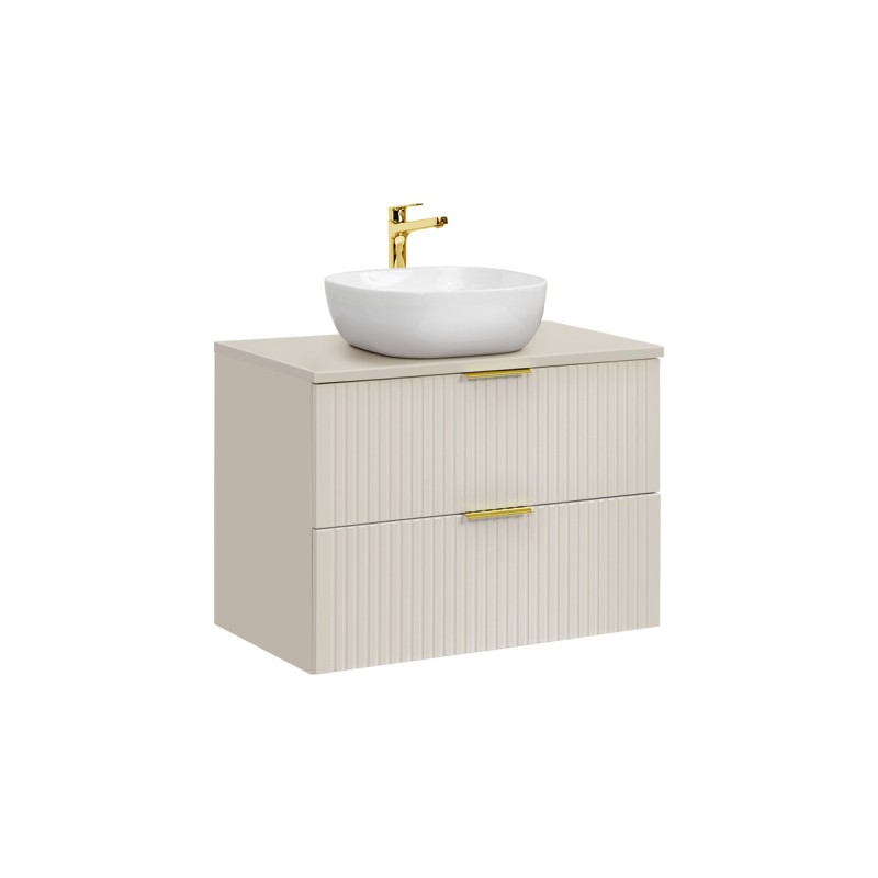 Ensemble de salle de bains NOXERA 80 cm – Marron congo – Plan vasque + vasque