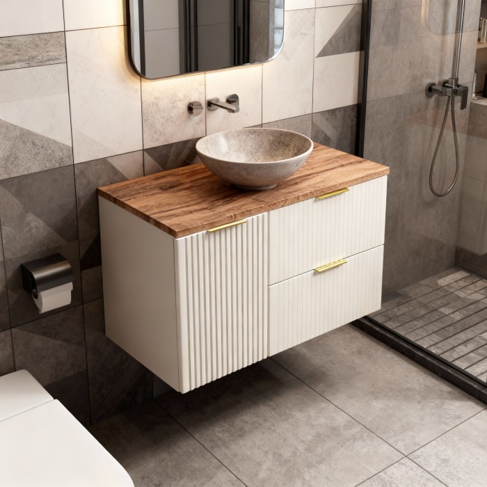 Ensemble de salle de bains NOXERA 120 cm – Marron congo – Plan vasque