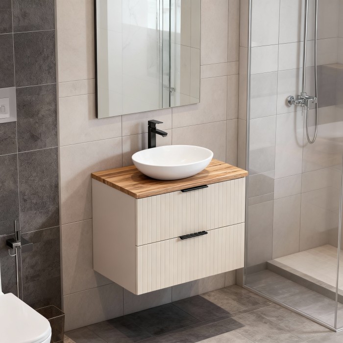 Ensemble de salle de bains NOXERA 60 cm – Marron congo & wotan – Plan vasque