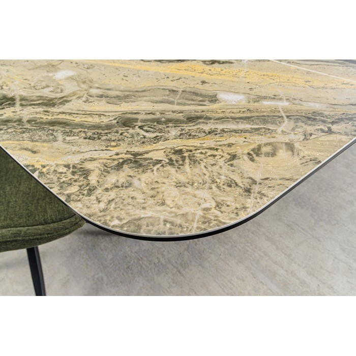 Zoom sur le coin de la table VORTEX beige