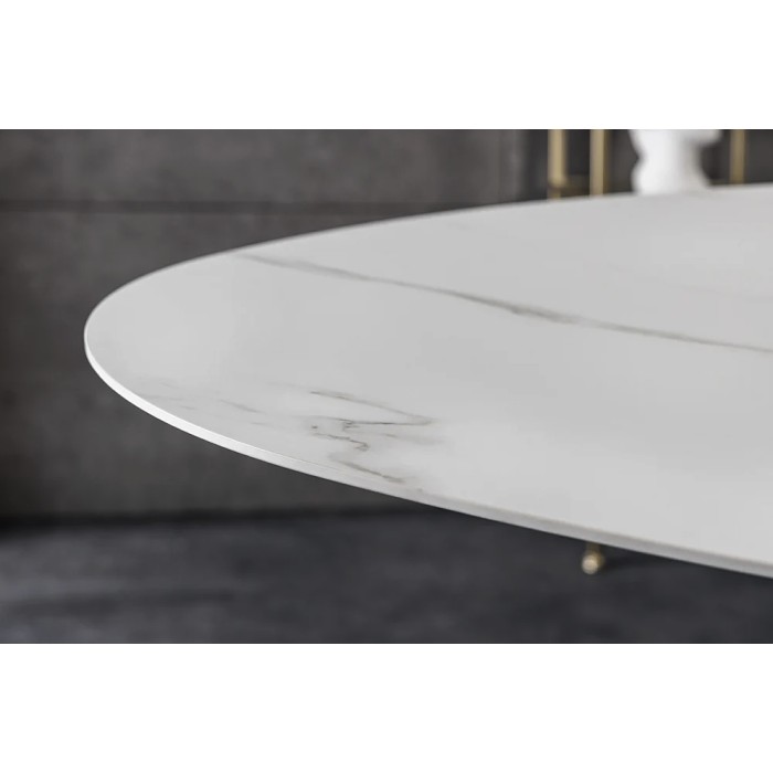 Zoom sur le plateau de la table AERIS blanche