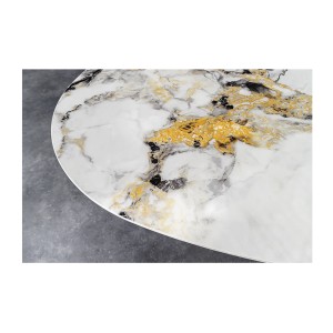 Zoom sur le plateau de la table AERIS bronze