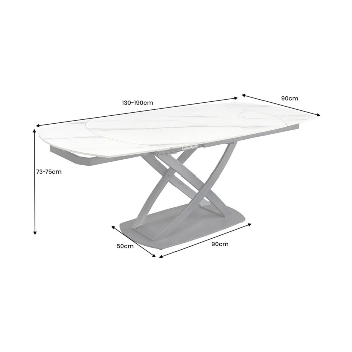 Table ATONIA blanche dimensions