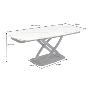 Table ATONIA blanche dimensions