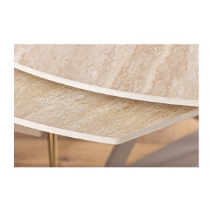Zoom sur la texture du plateau de la table ATONIA beige