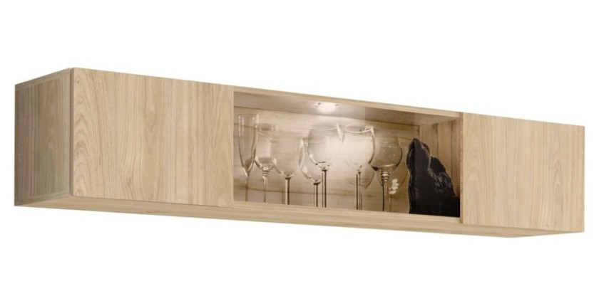 Vitrine horizontale partielle FLY chêne clair