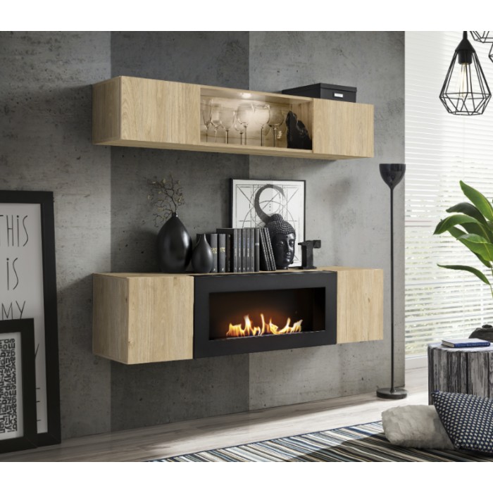 Composition murale horizontale partielle FLY chêne clair