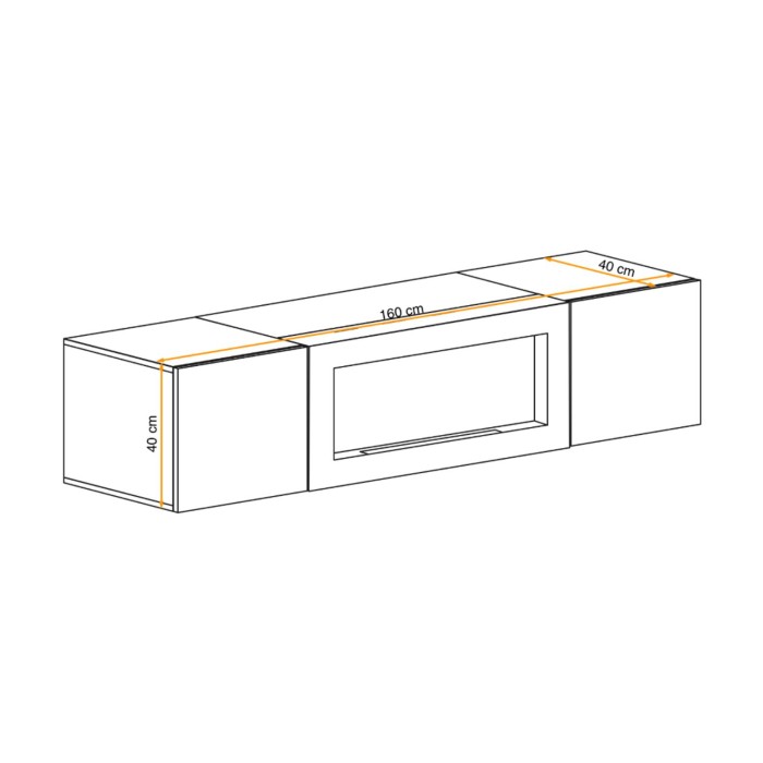 Meuble TV FLY chêne clair avec cheminée intégrée dimensions