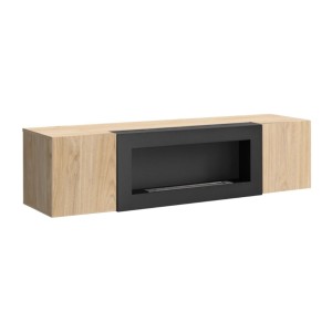 Meuble TV FLY chêne clair avec cheminée intégrée