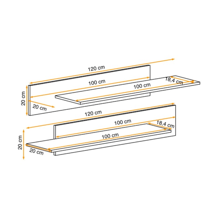 Étagère murale FLY chêne clair dimensions extensibles