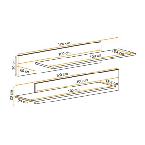 Étagère murale FLY chêne clair dimensions extensibles