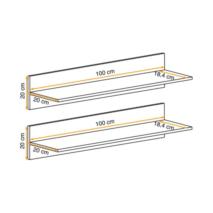 Étagère murale FLY chêne clair dimensions