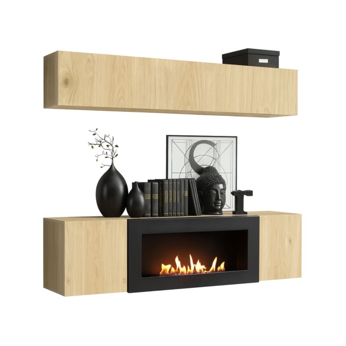 Composition murale horizontale opaque FLY chêne clair fond blanc