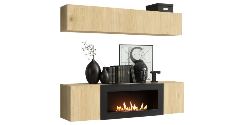 Composition murale horizontale opaque FLY chêne clair fond blanc