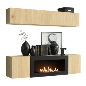 Composition murale horizontale opaque FLY chêne clair fond blanc