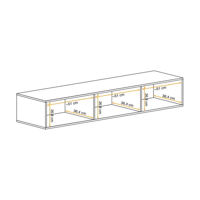 Meuble TV FLY cachemire ouvert dimensions