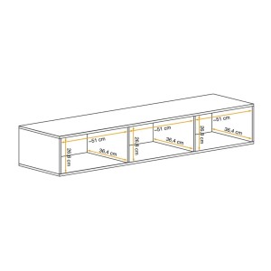 Meuble TV FLY cachemire ouvert dimensions