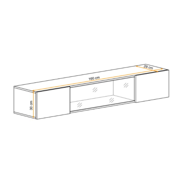 Vitrine horizontale partielle FLY cachemire dimensions