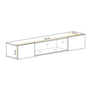 Vitrine horizontale partielle FLY cachemire dimensions