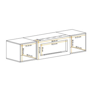 Meuble TV avec cheminée intégrée FLY cachemire ouvert dimensions