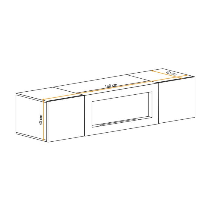 Meuble TV avec cheminée intégrée FLY cachemire dimensions