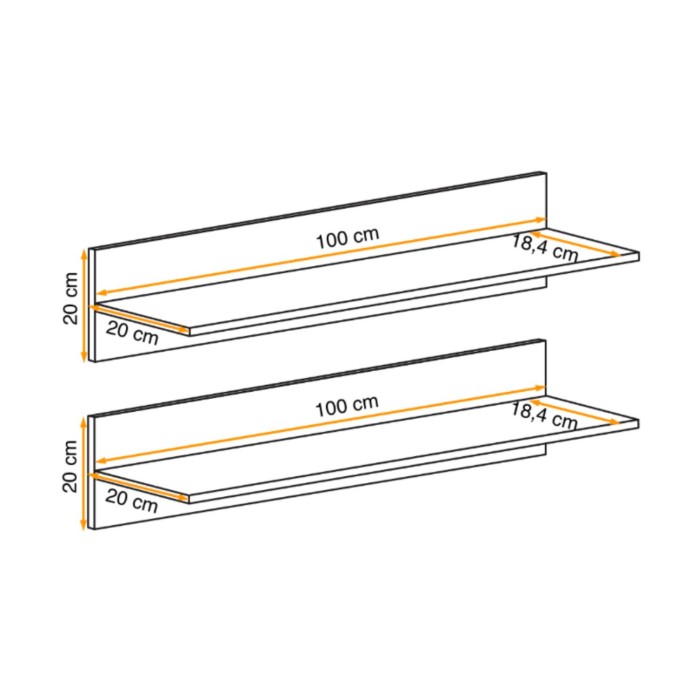 Étagères murales FLY cachemire dimensions