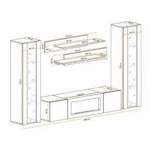 Composition murale vitrée FLY cachemire dimensions