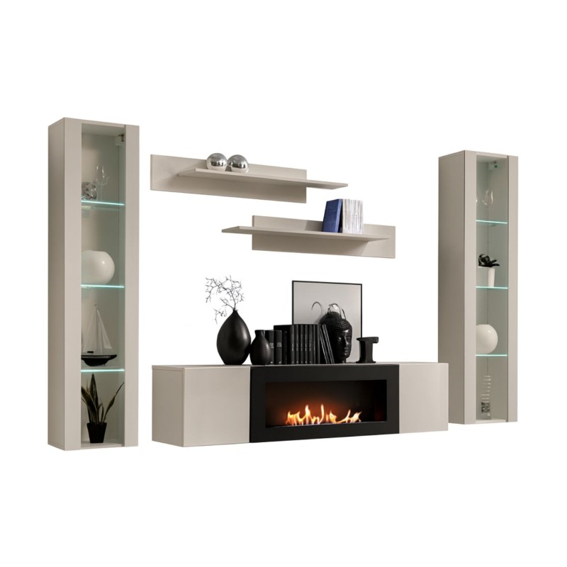 Composition murale vitrée FLY cachemire fond blanc