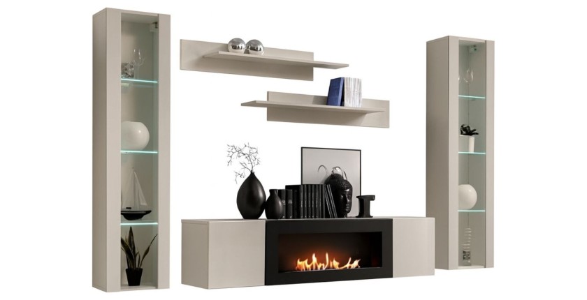 Composition murale vitrée FLY cachemire fond blanc