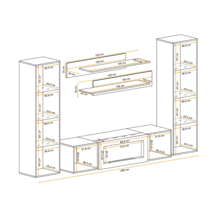Composition murale vitrée FLY cachemire ouverte dimensions