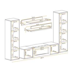 Composition murale vitrée FLY cachemire ouverte dimensions