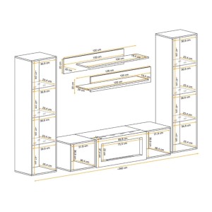 Composition murale partielle FLY cachemire ouverte dimensions