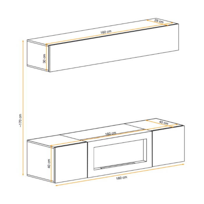 Composition murale horizontale opaque FLY cachemire dimensions