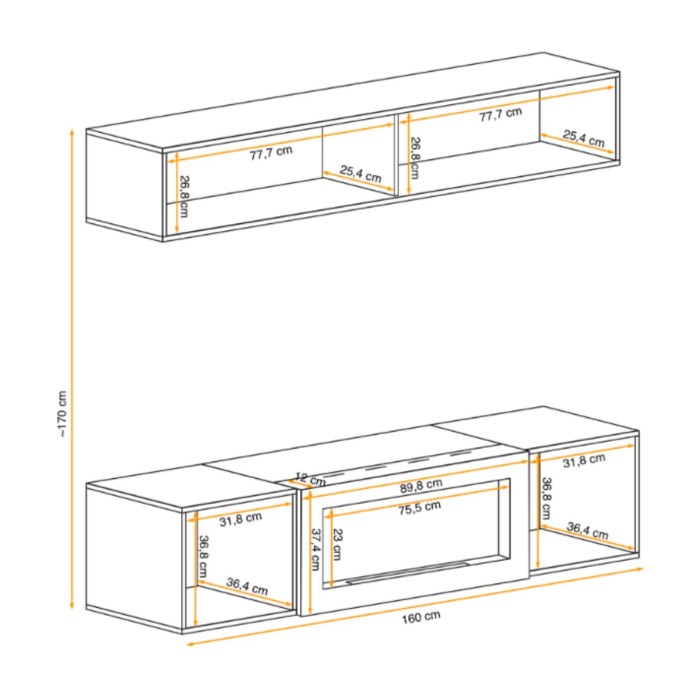 Composition murale horizontale opaque FLY cachemire ouverte dimensions