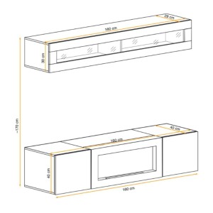 Composition murale horizontale vitrée FLY cachemire dimensions