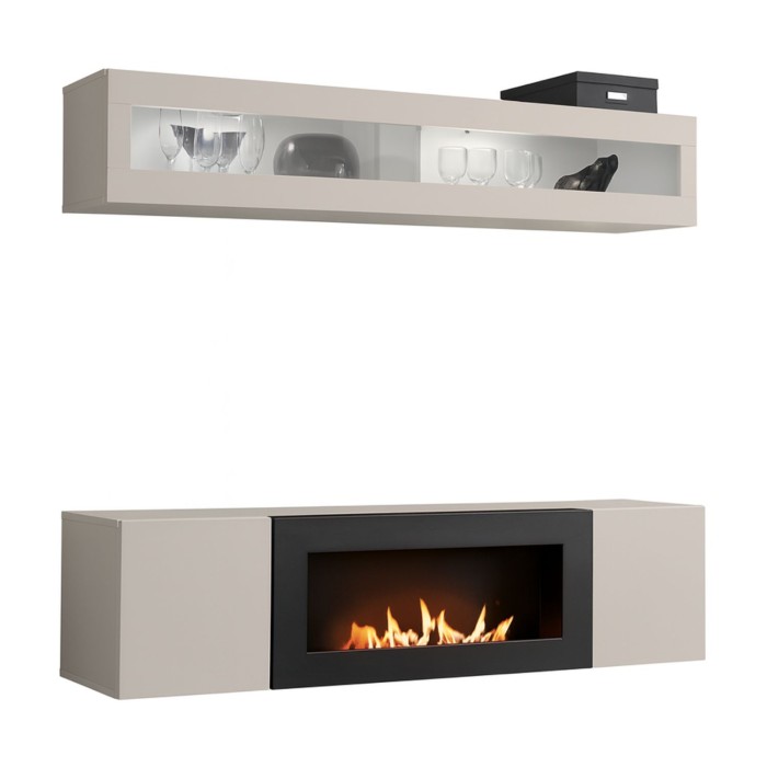 Composition murale horizontale vitrée FLY cachemire fond blanc