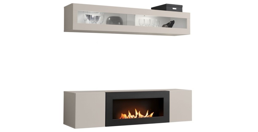 Composition murale horizontale vitrée FLY cachemire fond blanc