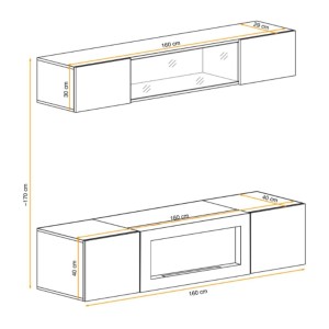 Composition murale horizontale partielle FLY cachemire dimensions